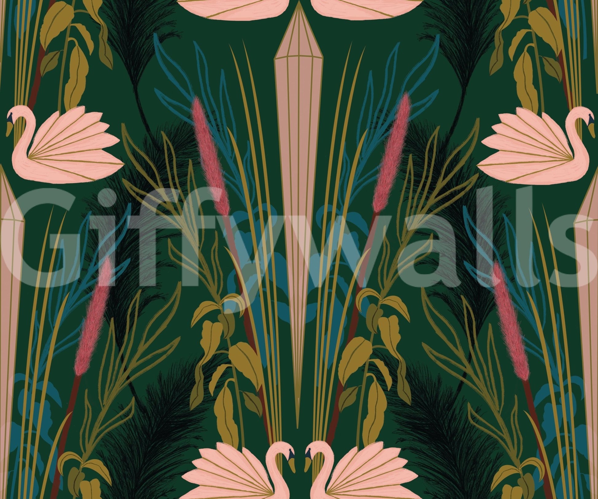 Wallpaper with serene swan design

