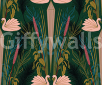 Wallpaper with serene swan design


