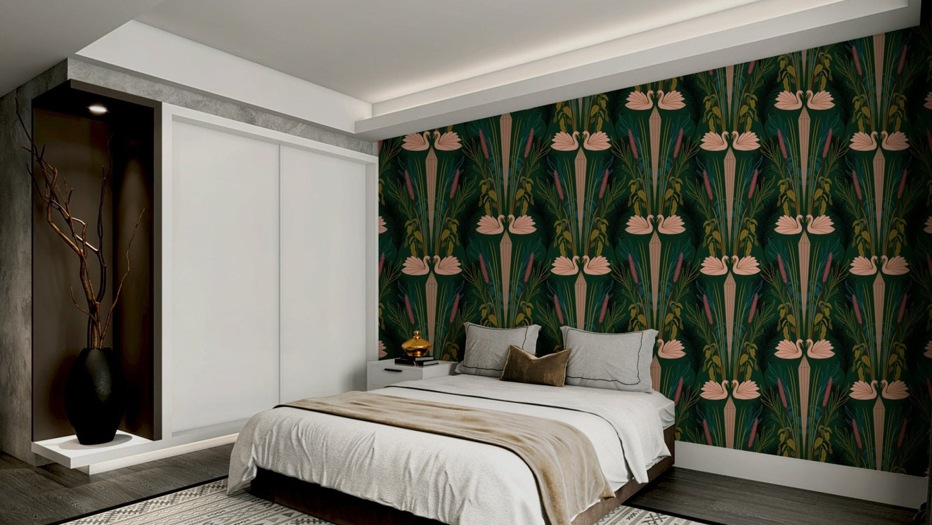 Deco Swans wall mural

