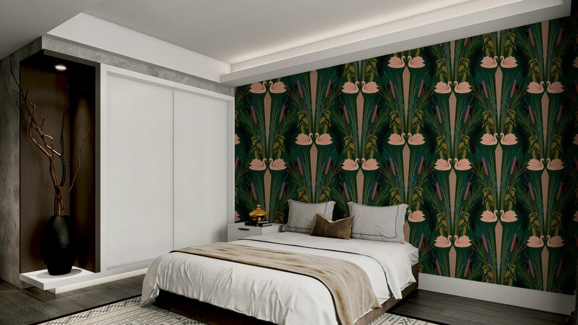 Deco Swans wall mural

