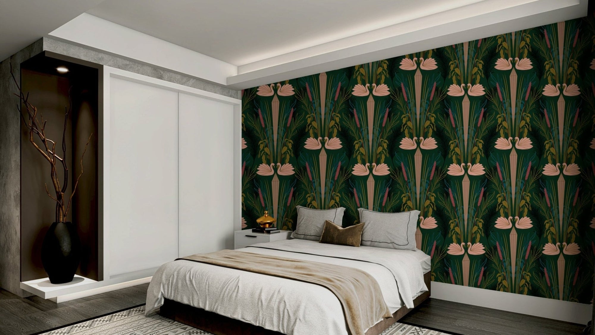 Deco Swans wall mural GD823

