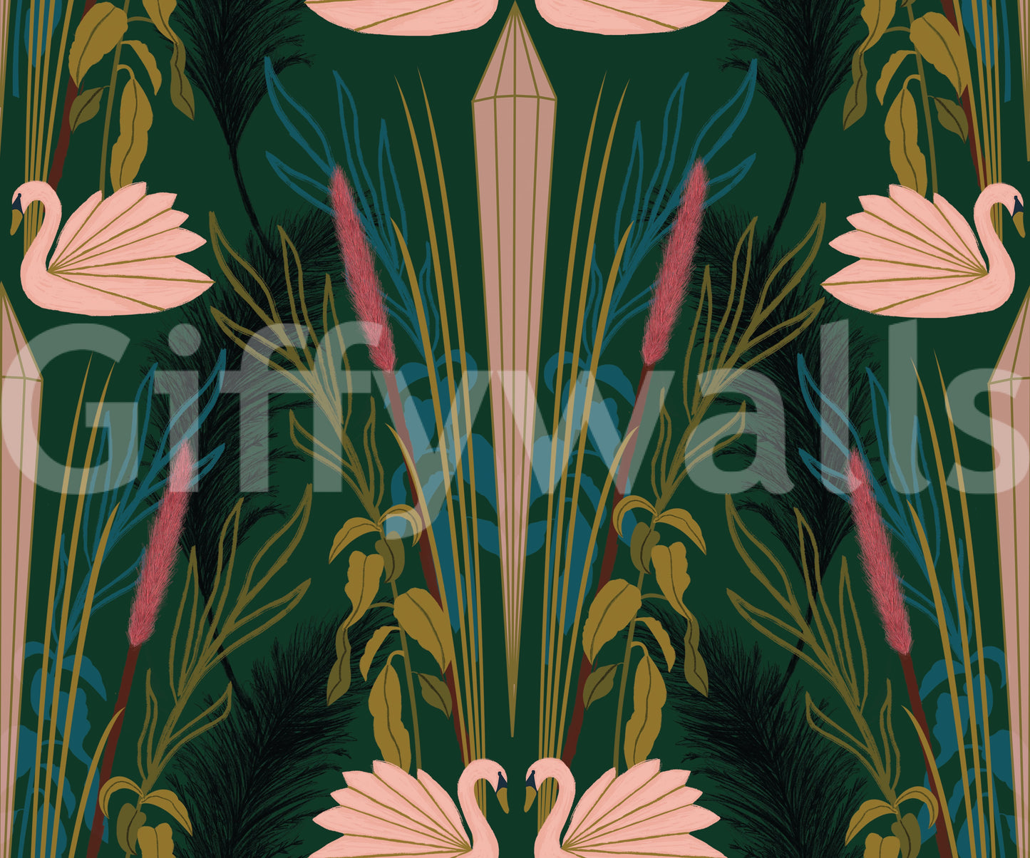 Wallpaper with serene swan design

