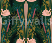 Wallpaper with serene swan design

