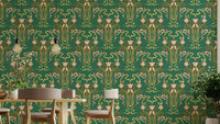 Floral nouveau wallpaper forest grove design

