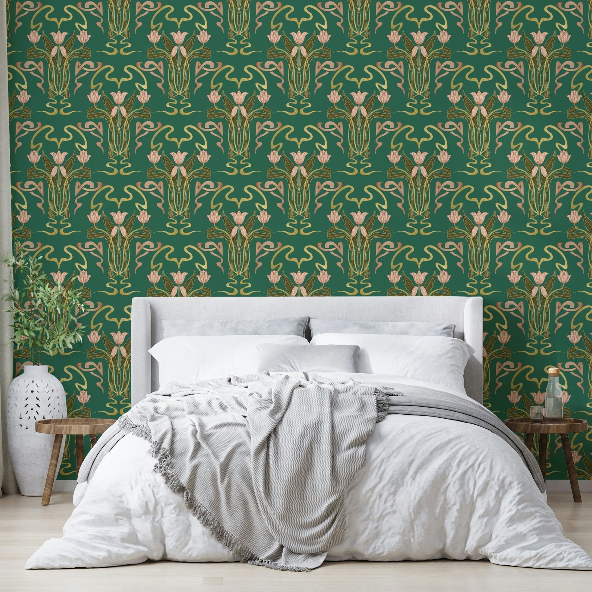 Forest grove floral nouveau wallpaper style

