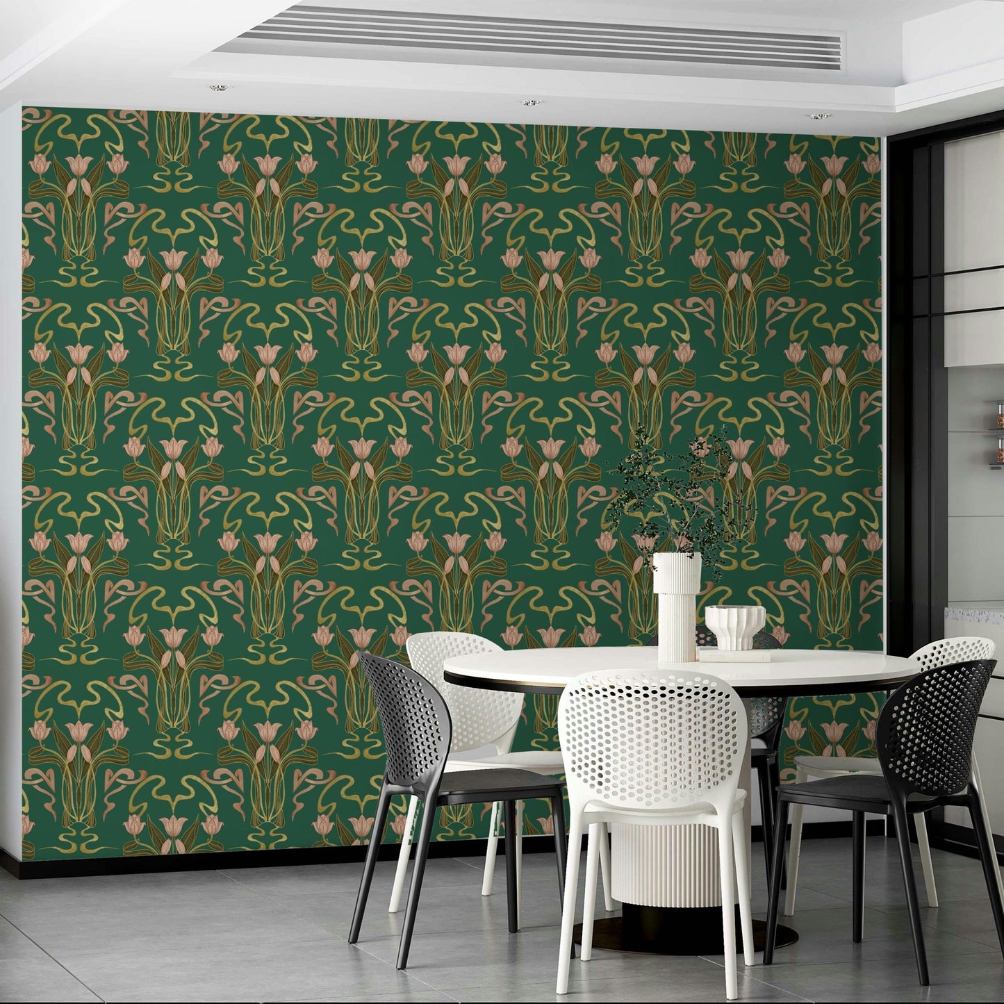 Forest grove floral nouveau wallpaper style

