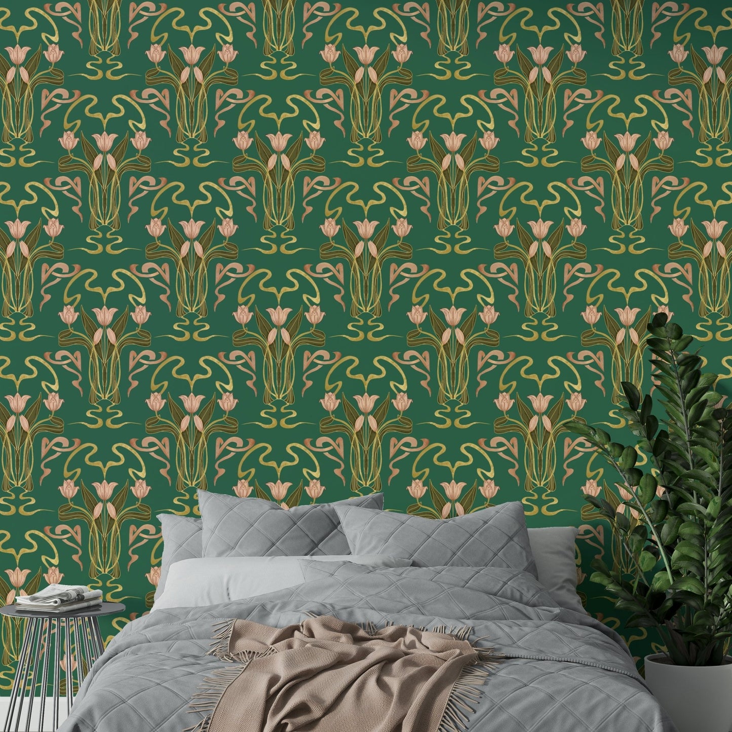 Forest grove art deco floral wallpaper pattern

