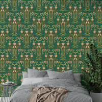 Forest grove art deco floral wallpaper pattern

