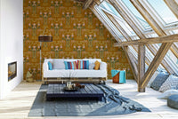 Floral nouveau wallpaper golden ochre color GD640

