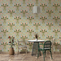 Deco tulip floral wallpaper sage grey hues
 GD643
