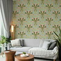 Floral nouveau wallpaper muted sage grey
 GD643
