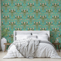 Art deco tulip bloom wallpaper serene aqua

