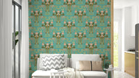 Floral nouveau wallpaper serene aqua color


