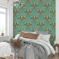 Tulip bloom art deco wallpaper serene aqua

