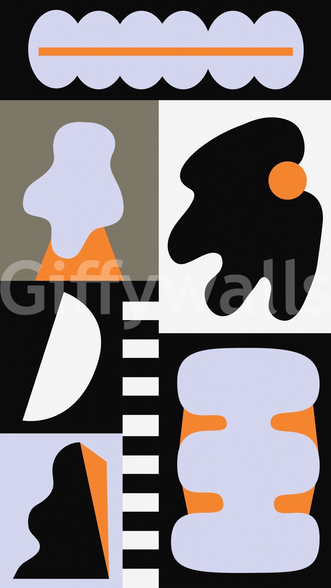 Creative studio with abstract mural wallpaper

