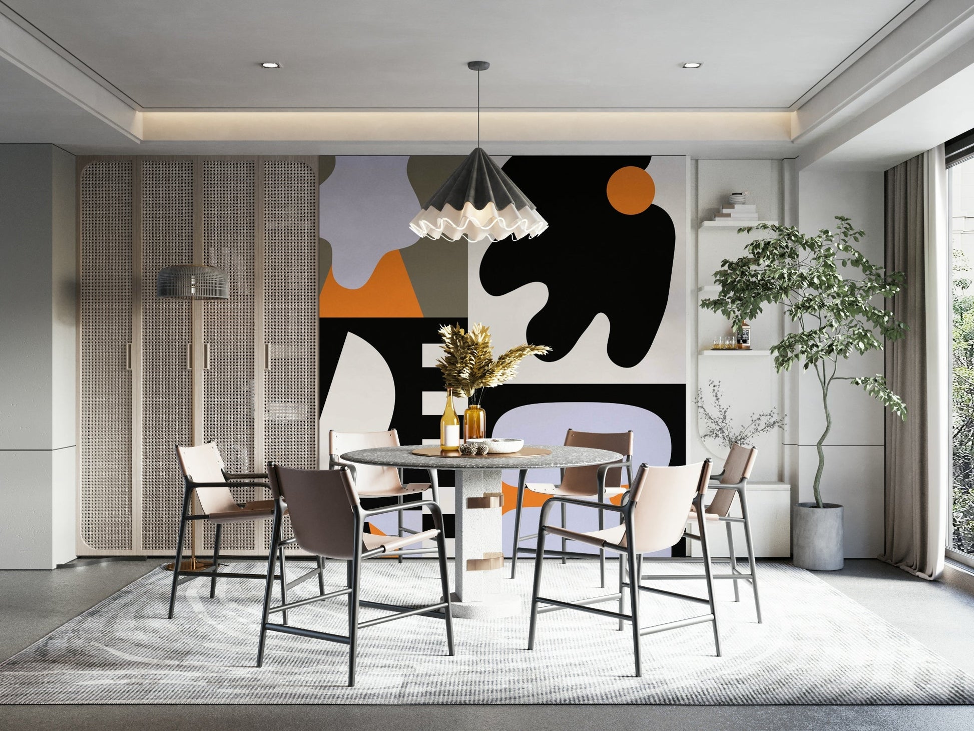 Abstract block shapes on modern wall mural

