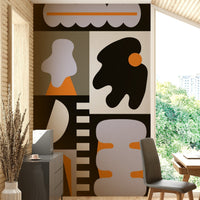Fragmented design wallpaper with neutral tones

