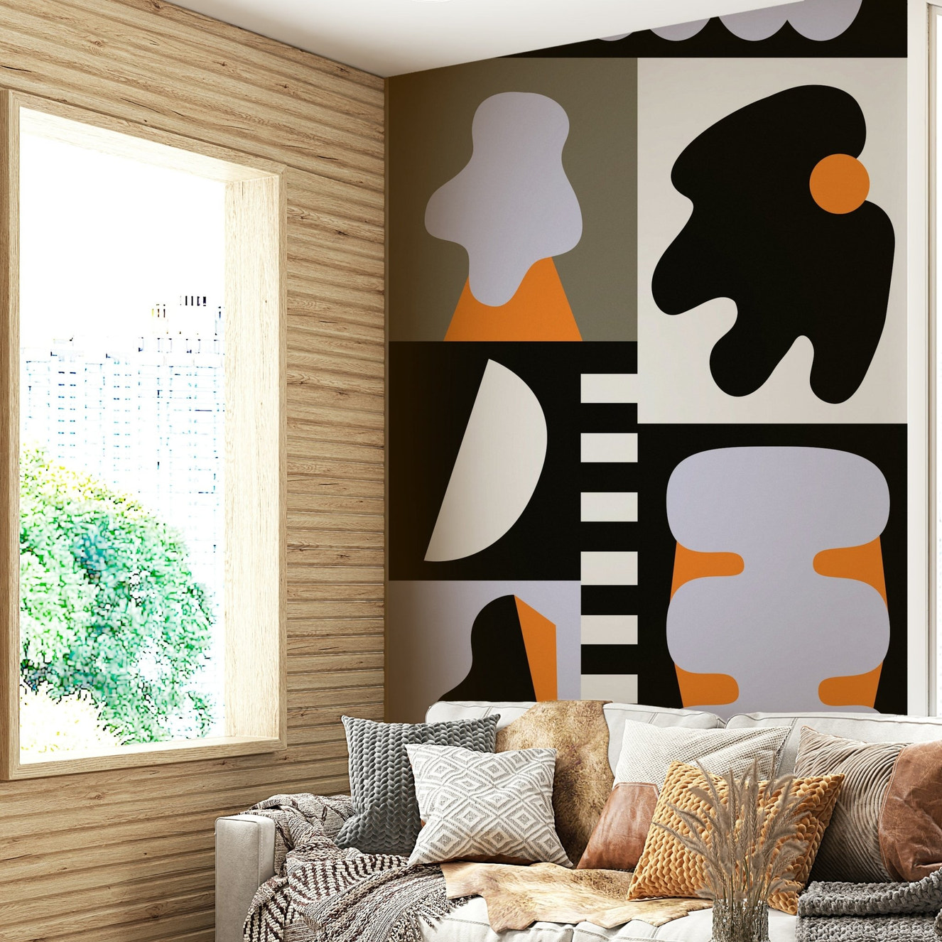 Deconstructed Forms mural wallpaper full view

