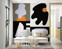 Muted color palette with strong shapes

