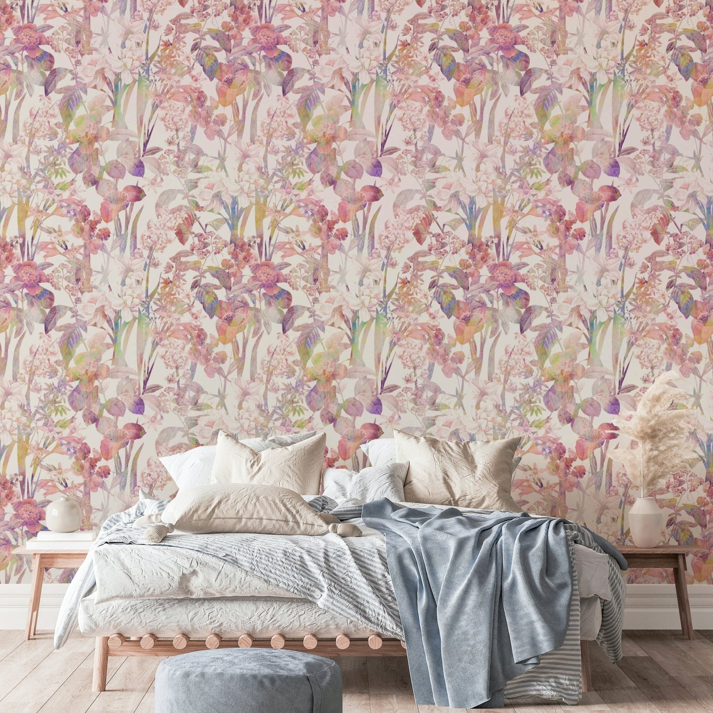 The wallpaper is used to create a feature wall in a dining room.


