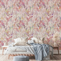 The wallpaper is used to create a feature wall in a dining room.

