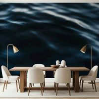 Detailed view of the Deep Blue Waves wall mural.
