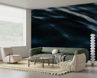 Home office with Deep Blue Waves wallpaper.