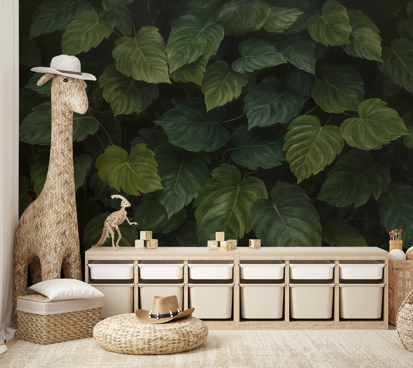 Various types of large, leafy plants are visible.

