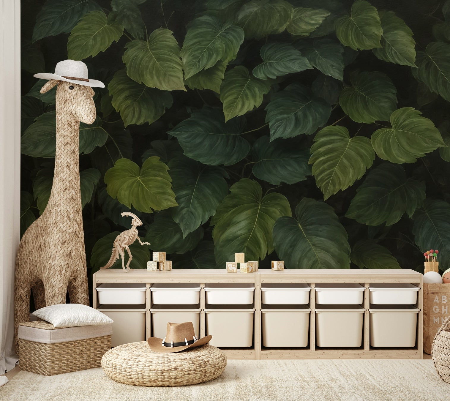 Various types of large, leafy plants are visible.

