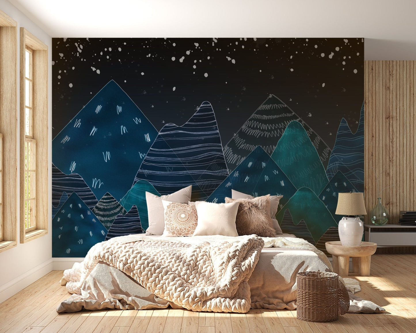 Deep Night Lofty Hills Landscape Kids Wall Mural - Giffywalls A181