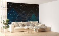 Lofty hills landscape mural for kids' rooms A181
