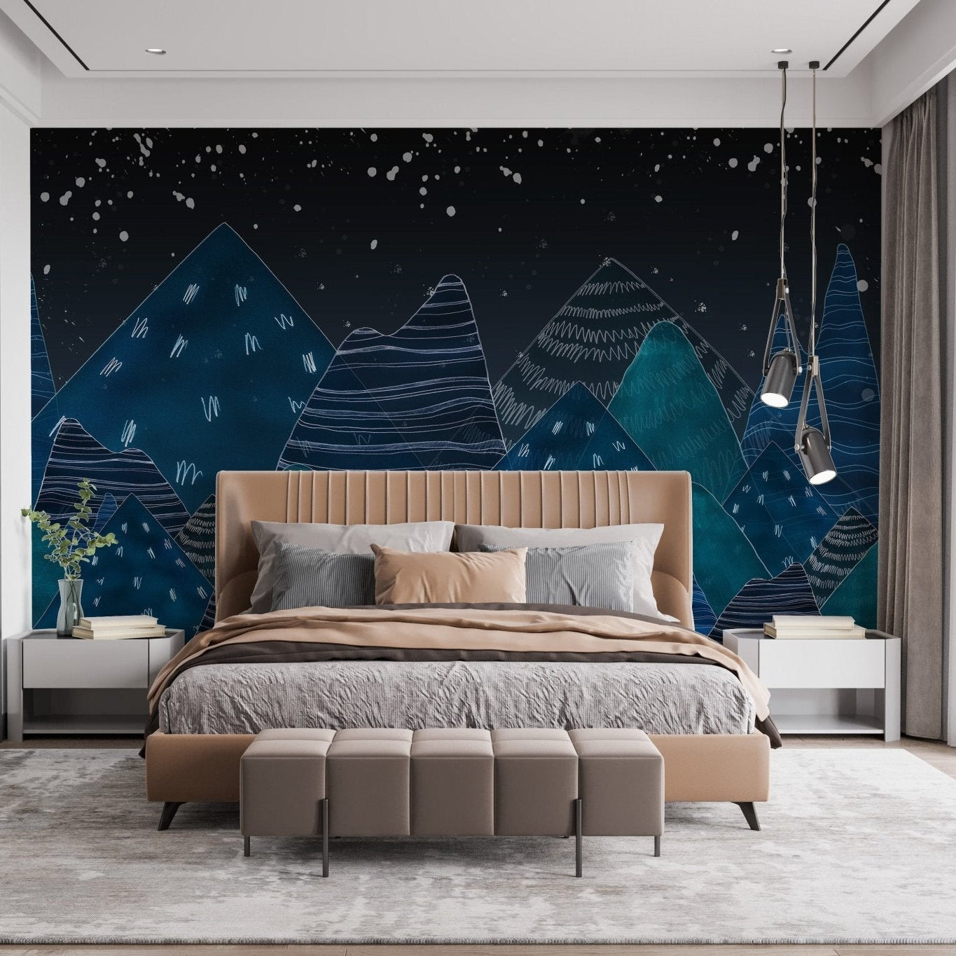 Deep Night Lofty Hills Landscape Kids Wall Mural - Giffywalls A181