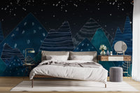 Deep Night Lofty Hills Landscape Kids Wall Mural - Giffywalls A181