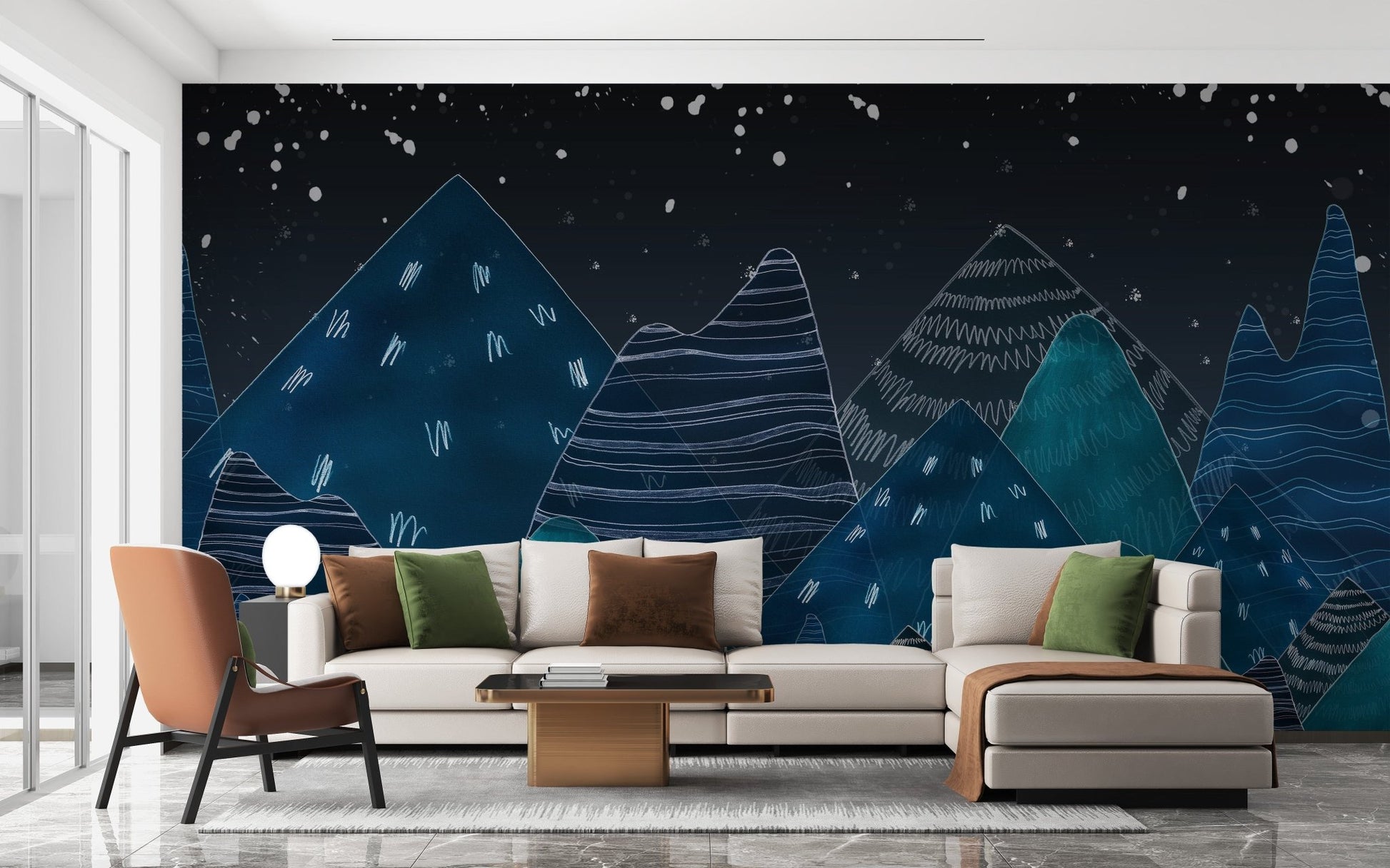 Deep night lofty hills landscape kids wall mural A181