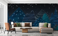 Deep night lofty hills landscape kids wall mural A181