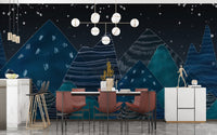 Deep Night Lofty Hills Landscape Kids Wall Mural A181