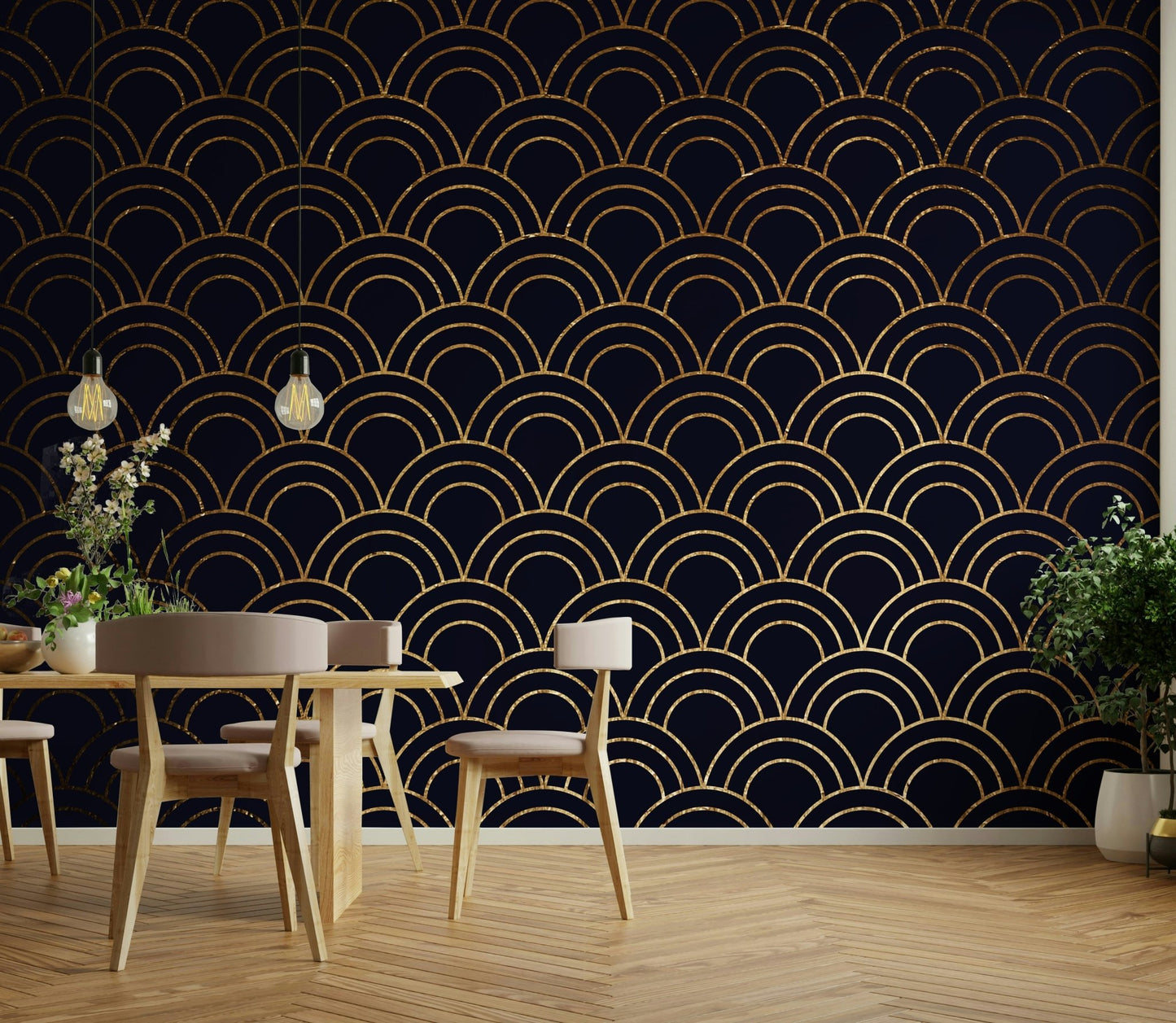 Flowing blue wallpaper for walls
