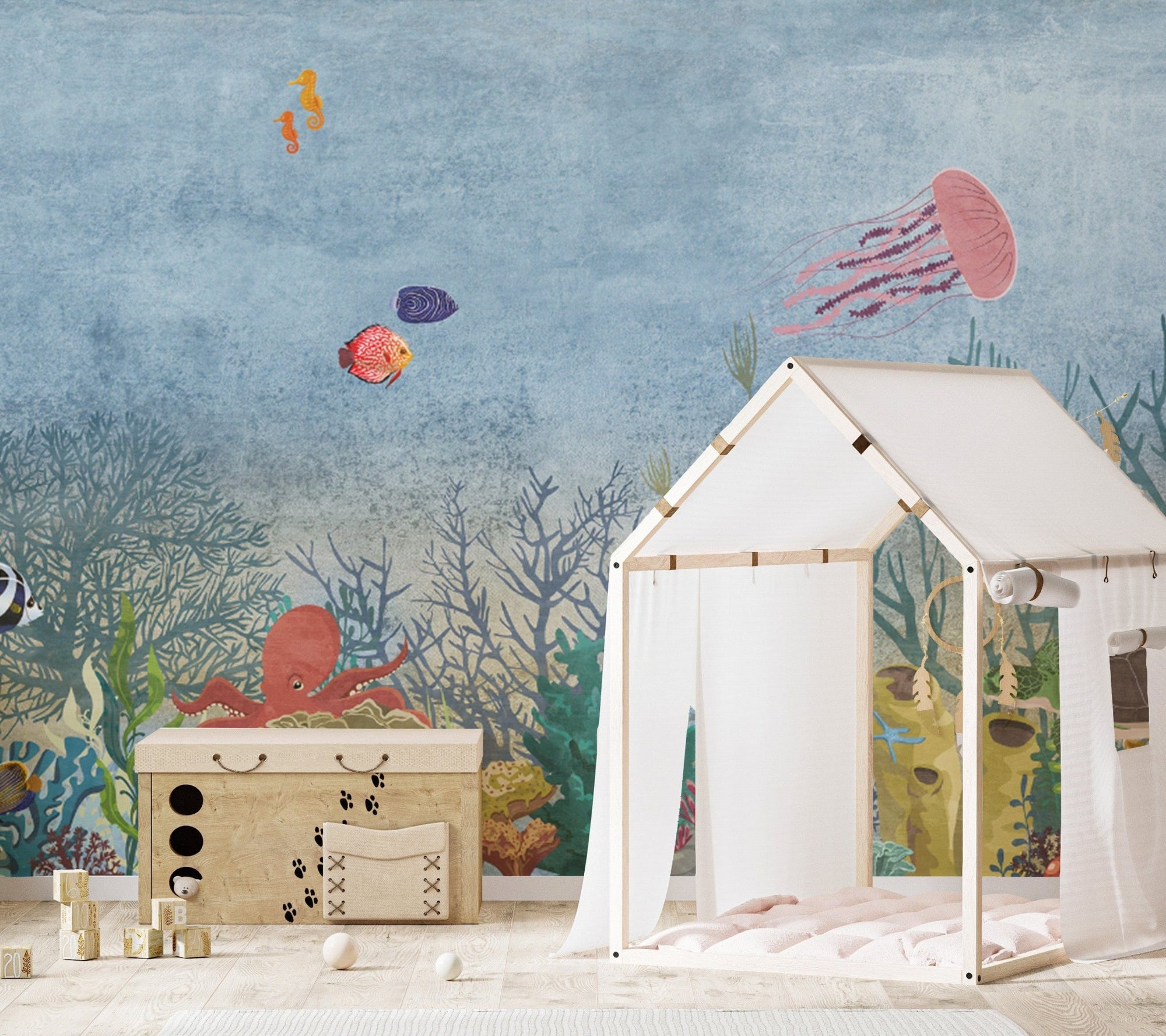 Underwater wallpaper with marine life scene B681
