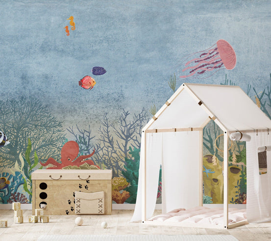 Underwater wallpaper with marine life scene B681
