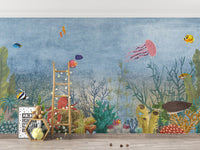 Colorful ocean reef wall mural design
