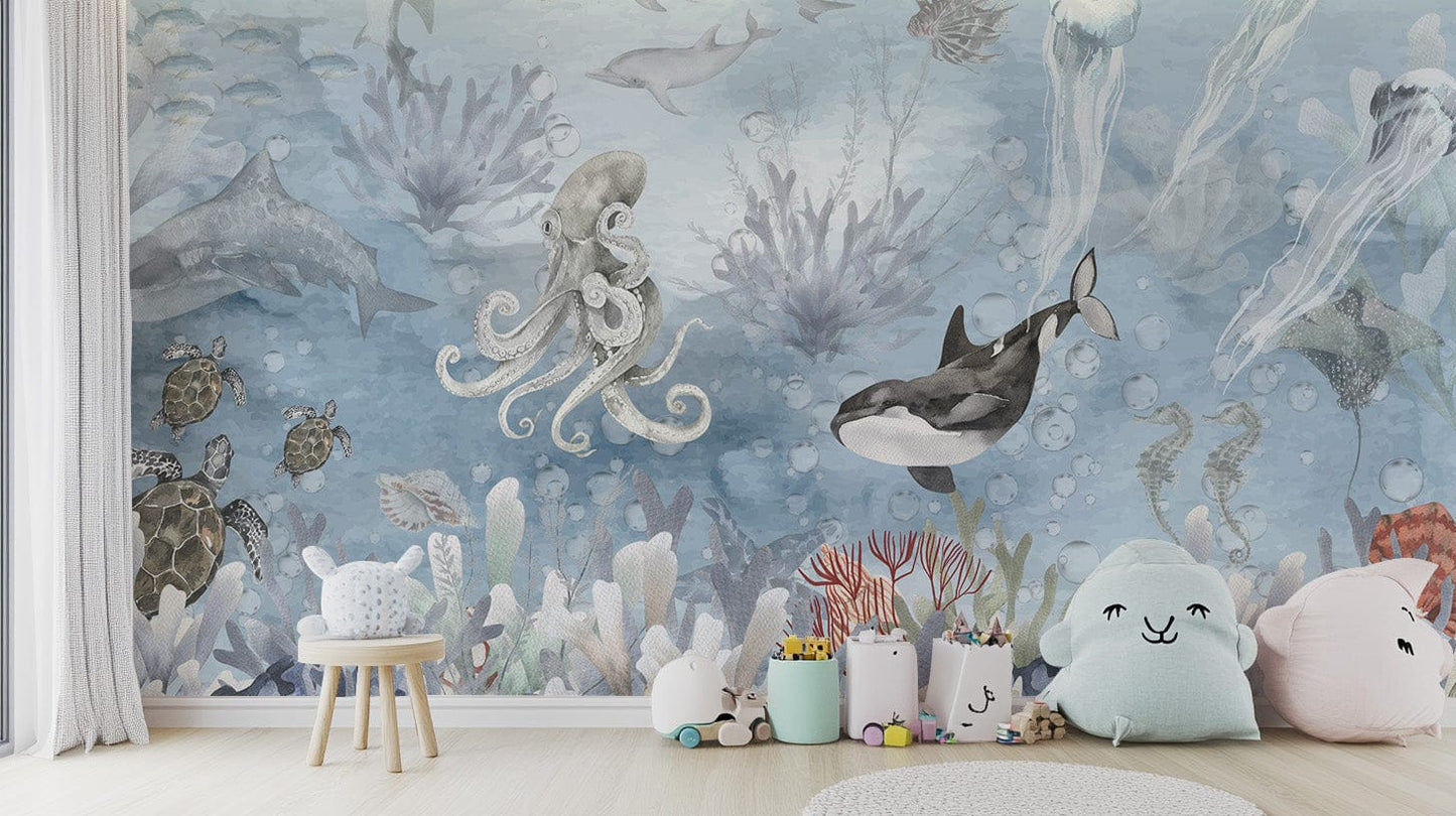 Symphony of the sea wallpaper mural for serene wall decor., B881
