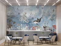 Symphony of marine life wallpaper mural for oceanic vibes., B881