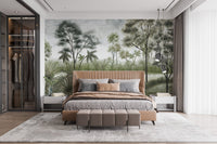 Deep shady forest wallpaper mural art