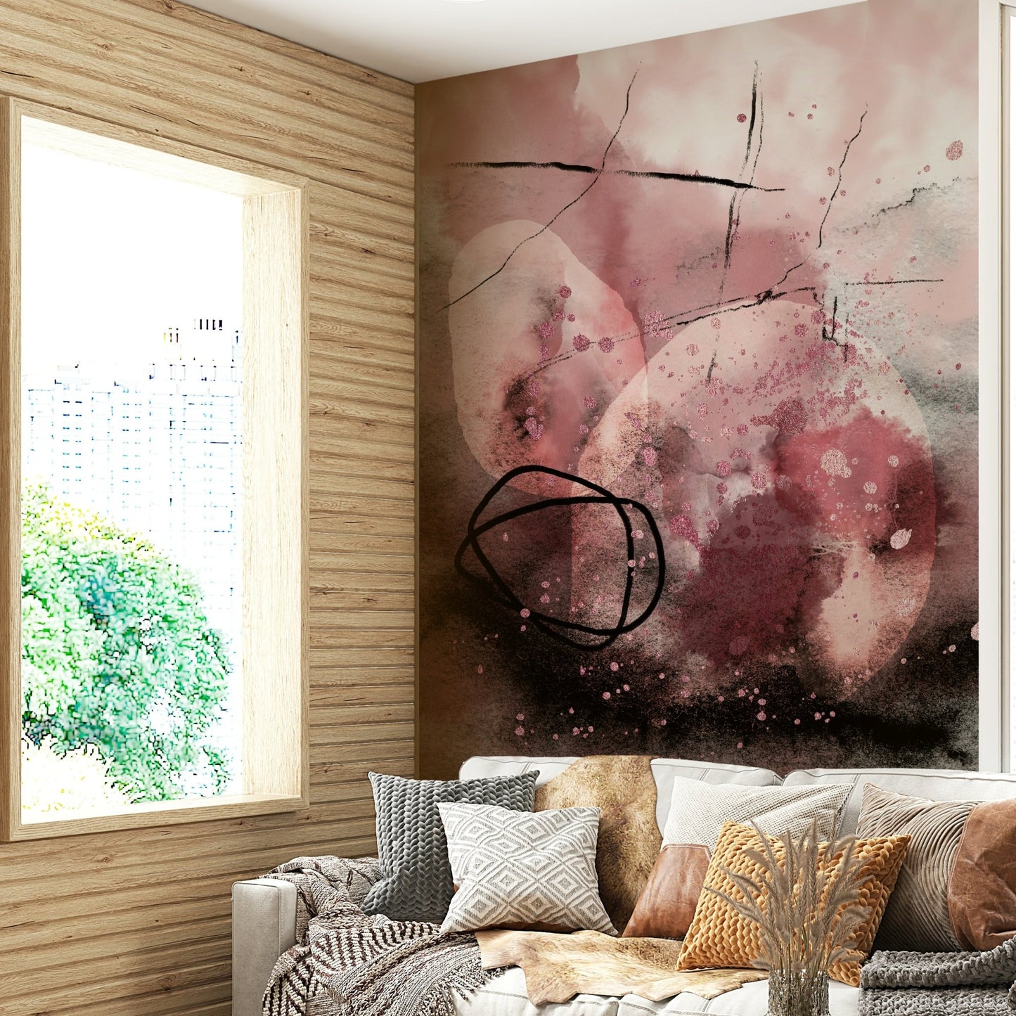 Deep color gradient mural for interiors

