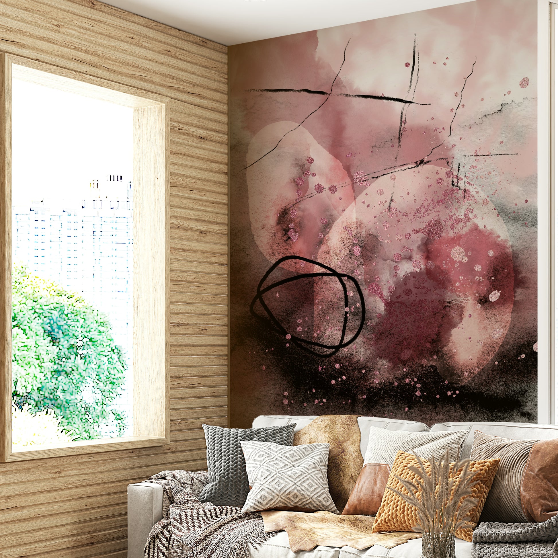 Deep color gradient mural for interiors

