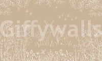 Deer Doodles Brown Wall Mural with clean outline pattern, GD9183