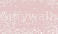 Minimal nature theme in Deer Doodles Pink Wall Mural design