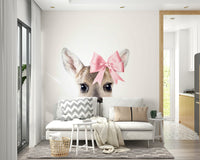 Deer with bow wall mural showcasing woodland beauty

