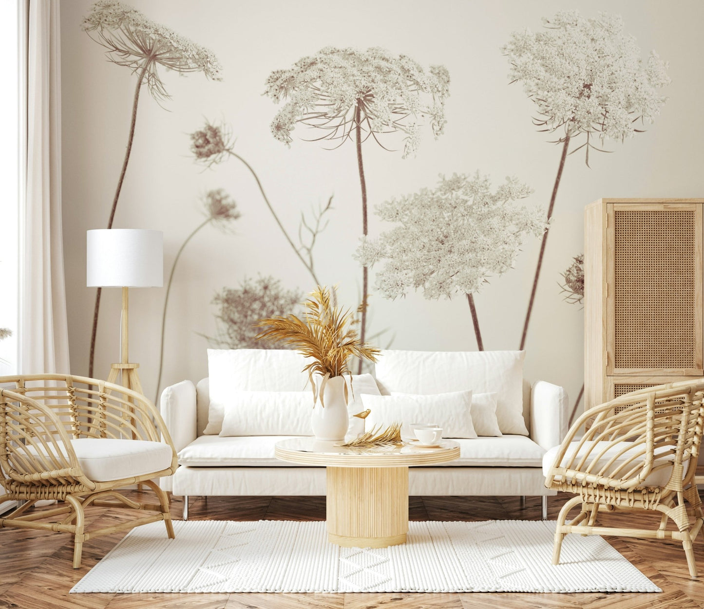 Delicate Beauty wall mural in a spacious apartment hallway.