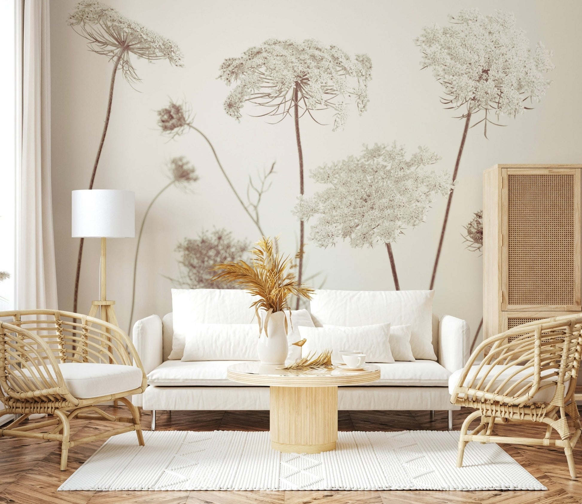 Delicate Beauty wall mural in a spacious apartment hallway.